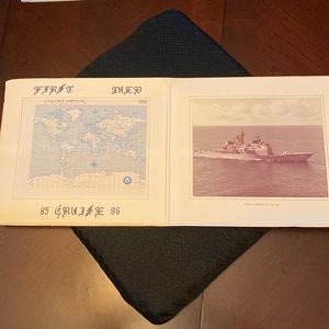 US Navy Vintage Matted Photo USS Yorktown CG-48 with Track Chart